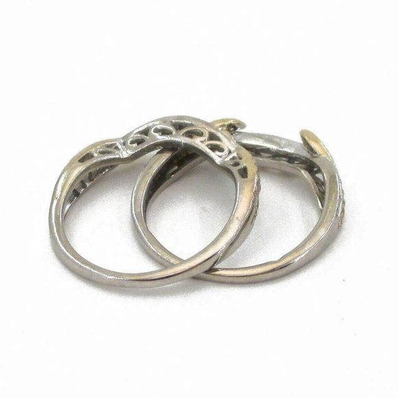 Matching set of custom diamond bands. Solid 14kt white and yellow gold. Size 6. - Picture 4 of 8